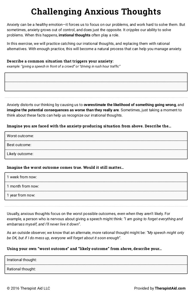 Anxiety Worksheet